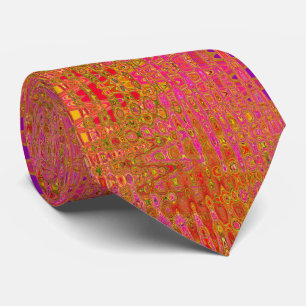 Gravata Zigzagues Atômicos Retro Legais Abstratos Vermelho