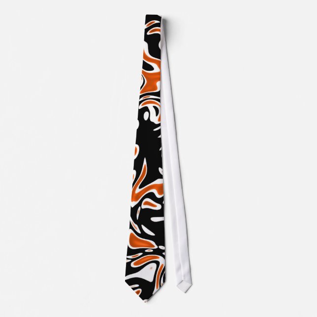 Gravata Zizzago Manchas Preto Laranja (Frente)