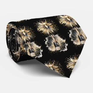 Gravatas com Garrafas de Champanhe Preto e Dourado