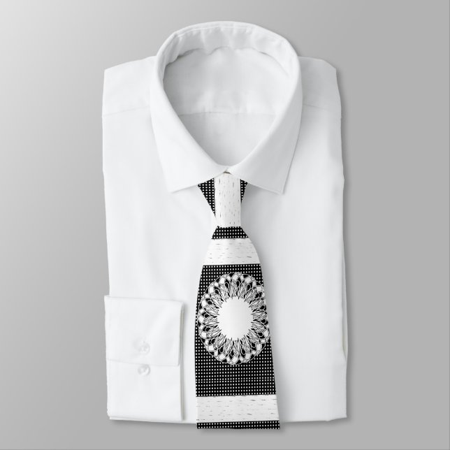 Gravatas de Designer Masculinas Pretas Brancas (Amarrado)