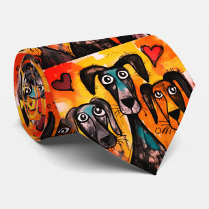 Gravatas de Designer para Homens Cachorro Corações