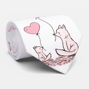 Gravatas de Designer para Homens Gato Corações Ros