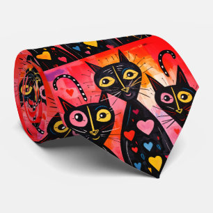 Gravatas de Designer para Homens Gato Corações Ver