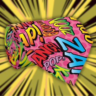 Gravatas de Super-Herói SOUND Pop Art de Quadrinho