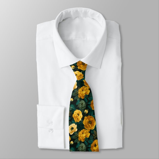 Gravatas Masculinas Elegantes Ranunculus Floral (Amarrado)