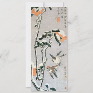 Graves e Camellia na neve por Ando Hiroshige