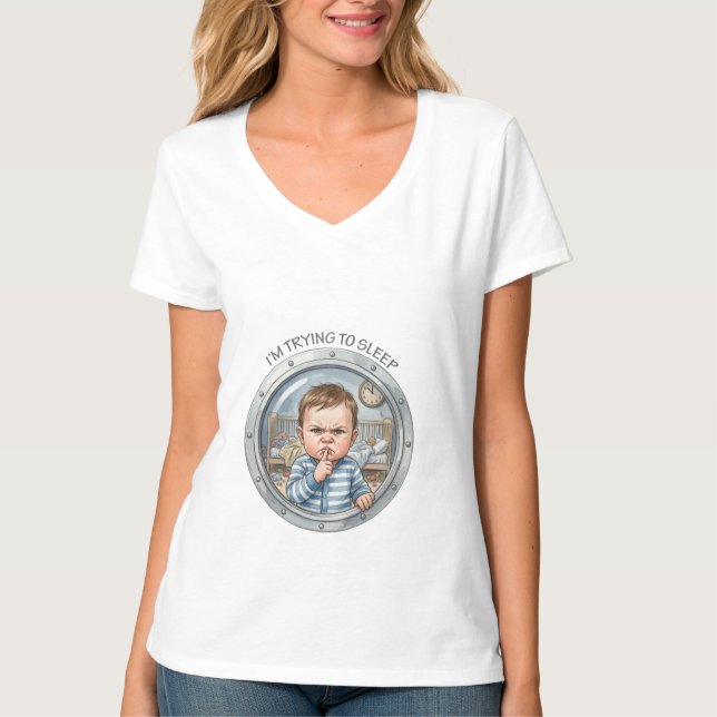 grávida - Bebê tentando dormir Camiseta (Frente)