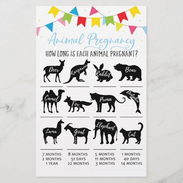 Gravidez Animal com Jogo do Chá de fraldas de Resp (Frente)