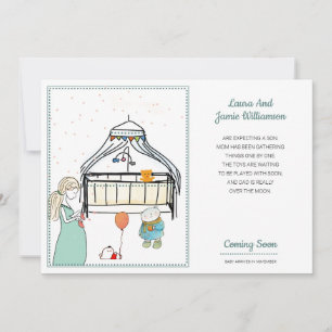 Gravidez Anúncio Watercolor Baby Boy