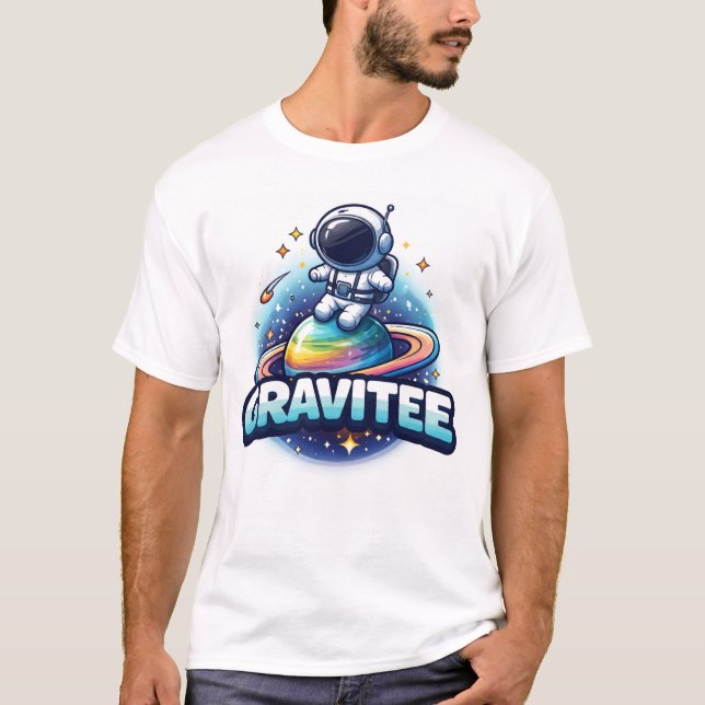 GRAVITEE Dabbing Astronaut Space Galaxy T-Shirt  (Frente)