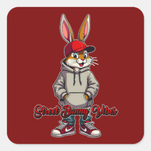 Gray Hoodie Street Bunny – Easter - Autocolante