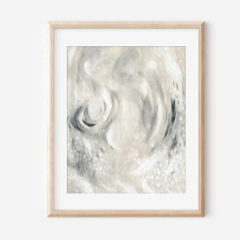 Gray Ivory Contemporary Abstract Art Poster