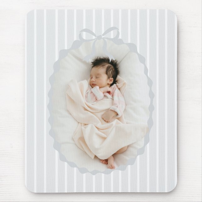 Gray Stripes Bow Frame Custom Photo Mousepad (Frente)