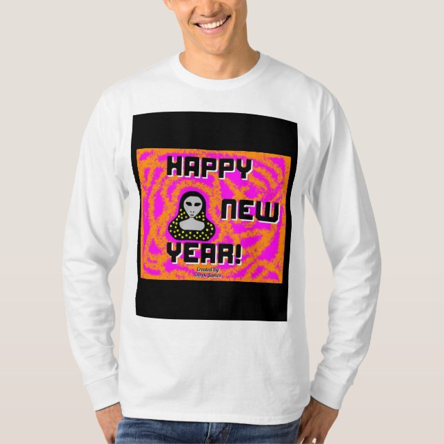 Grays New Year Deseja Camisa de Capa Longa dos Hom (Frente)