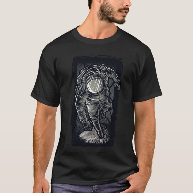 Grayscale Astronaut T-shirt Space Exploration Art (Frente)