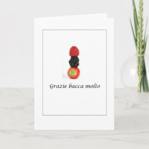 Grazie, obrigado em cartão italiano