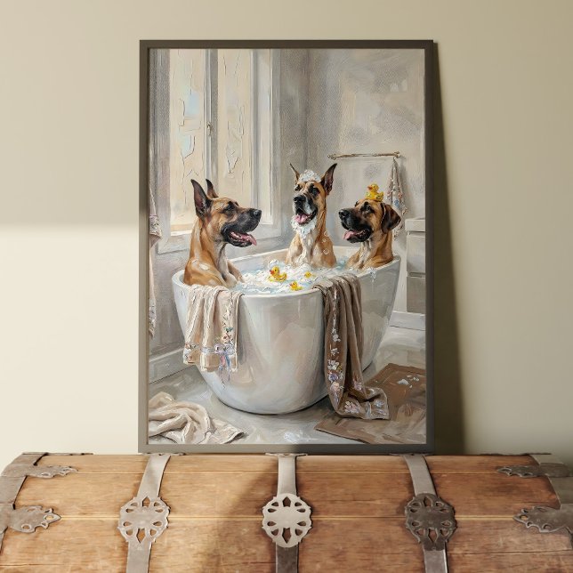 Great Danes Bathroom Tub Poster Art Print (Criador carregado)