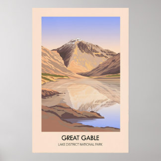 Great Gable Mountain Lake District Travel Poster