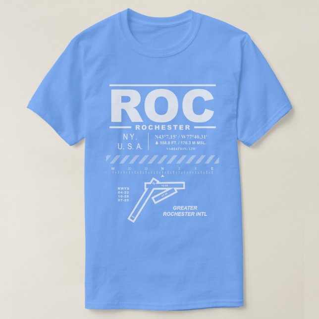 Greater Rochester Int'l Airport ROC T-Shirt (Frente do Design)