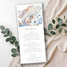 Grécia Chic Santorini - Cartão de Menu de Casament