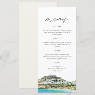 Grécia RHODES Skyline Watercolor Menu Card