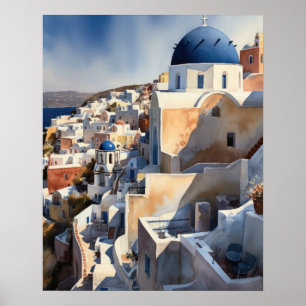 Grécia Santorini Paisagem Viagem Impressão