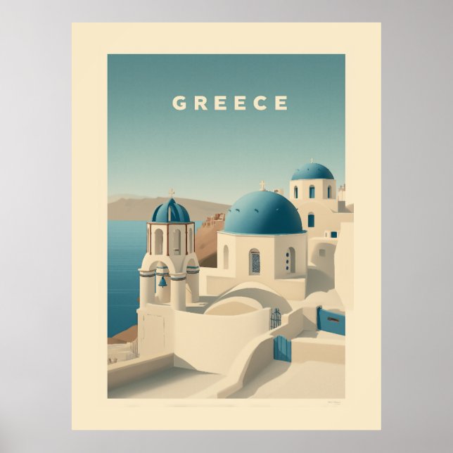 Greece Santorini Travel Poster (Frente)