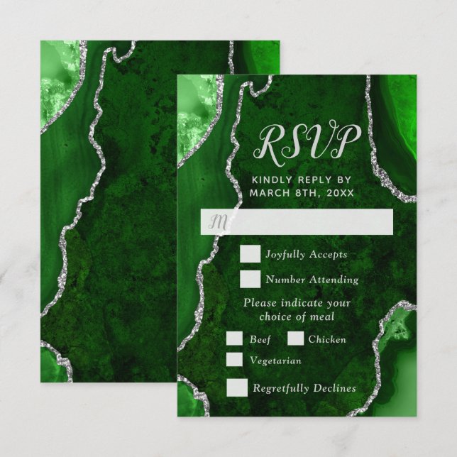 Green and Silver Agate Meal Choice RSVP (Frente/Verso)