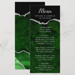 Green and Silver Agate Wedding Menu