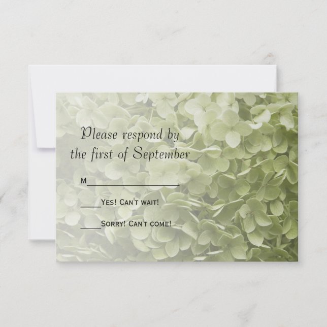 Green Annabelle Hydrangea Floral Wedding RSVP (Frente)