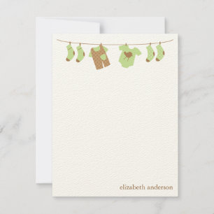 Green Baby Clothesline Flat Obrigado Notas