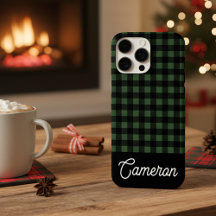 Green & Black Buffalo Xadrez Personalizado Nome