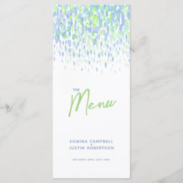 Green blue modern art dab wedding menu