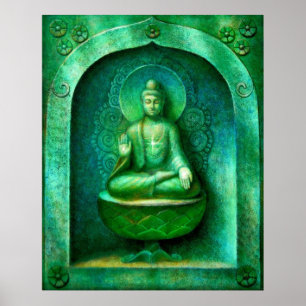 Green Buddha  Zen Buddhist Meditation Art Poster
