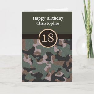 Green Camouflage 18º Cartão de aniversário