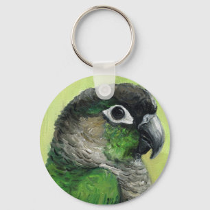 "Green Cheked Conure" Chaveiro de Arte de Pássaro