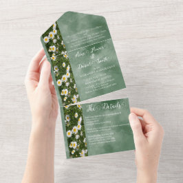 Green Daisy Formal All in One Convite de casamento