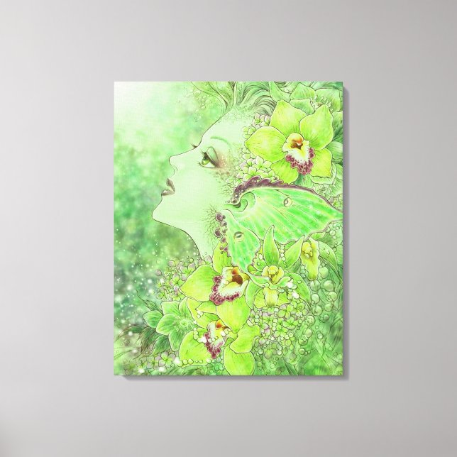 Green Fairy Fantasy Art Canvas (Frente)