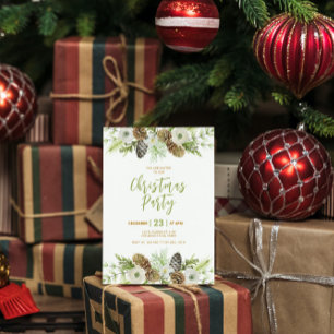 Green Floral Pines Wreath Natal Convite