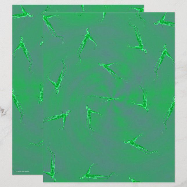 Green Ginseng Man Scrapbook Paper 2-Sided Page (Frente/Verso)