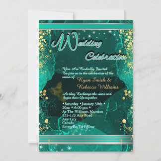 Green & Gold Marble Flat Card 