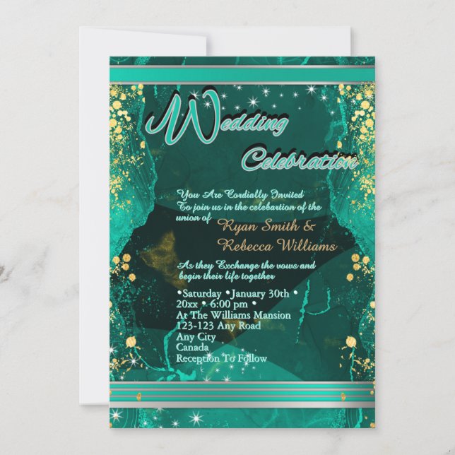 Green & Gold Marble Flat Card  (Frente)