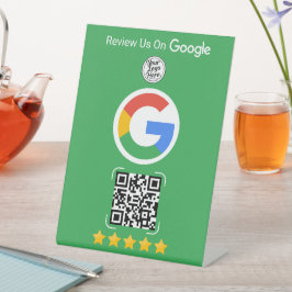 Green Google Review Business Stand with QR Code