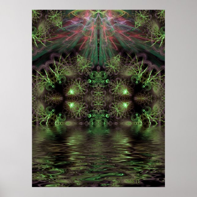 Green Gully Fractal Art Poster (Frente)