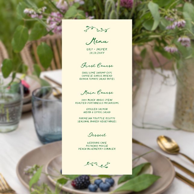 Green Handwritten Wedding Menu (Criador carregado)