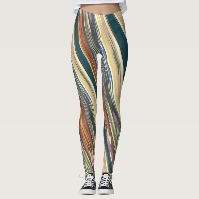 Green Ivory Irregular Stripes Leggings (Frente)
