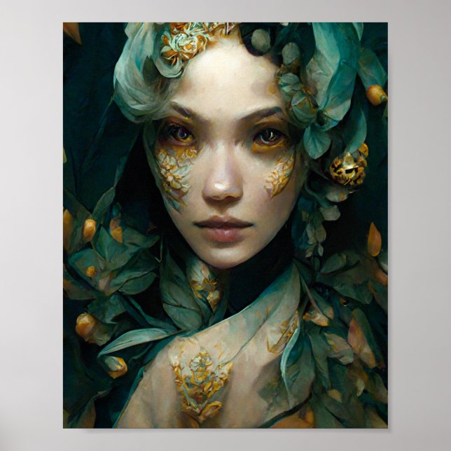 Green Lady Fantasy Art Poster (Frente)