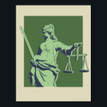 Green Lady Justice Pop Art Poster<br><div class="desc">Verde-claro,  Verde-escuro e Poster-Pop de-arte Lady Justice Marinho</div>