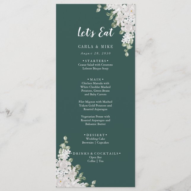 Green Leaf Floral Obrigado e Menu Casamento (Frente)