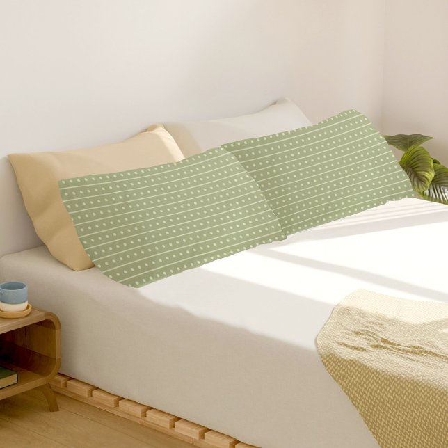 Green Lines and Circles Pattern Pair Of Pillowcase (Criador carregado)